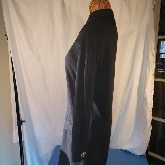 Ladies Vintage CARON Chicago Black Gold Button Front Dress W/Shoulder Pads-6 - Picture 2 of 5